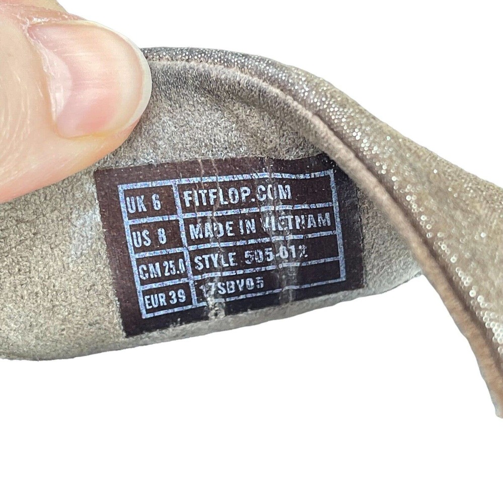 Fitflop Lulu Bronze Shimmer Sandals Flip Flop Style 505012 Thong Womens Sz 8 - Picture 6 of 10